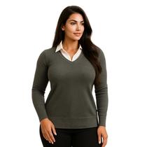 Suéter Blusa De Frio Lã Tricot Manga Longa Gola V Inverno Suéter Blusa De Frio Lã Tricot Manga Longa Gola V Inverno