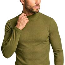 Suéter Cacharrel Masculino Gola Alta Manga Longa Slim Fit Canelado Premium Casual Elegante Inverno