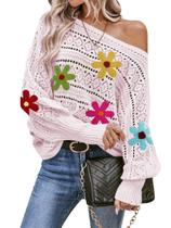 Suéter Cakulo Off The Shoulder Fall 2024 Flower Pink M