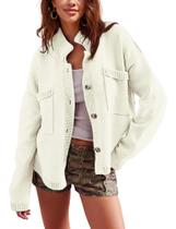 Suéter, cardigã Antnation, manga comprida para mulheres, bege, tamanho GG