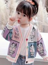 Suéter Cardigã Estilo Coreano Para Meninas, Jaqueta De Primavera E Outono Para Bebês De 1 a 3 Anos,