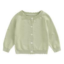 Suéter cardigã Faithtur Infant Baby Girl tricotado verde 1-2Y
