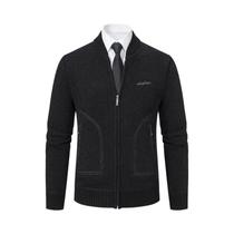 Suéter Cardigã Masculino Grosso E Quente Com Gola Alta, Casual E Solto, Para Primavera, Outono E