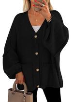 Suéter cardigã PRETTYGARDEN Fall Chunky para mulheres, preto Suéter cardigã PRETTYGARDEN Fall Chunky para mulheres, preto