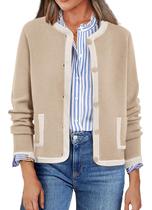 Suéter cardigã PRETTYGARDEN feminino com botões cáqui