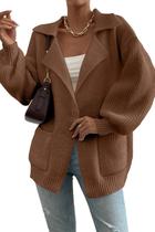 Suéter cardigã SHEWIN com decote em V Chunky Loose Straw Amarelo Suéter cardigã SHEWIN com decote em V Chunky Loose Straw Amarelo