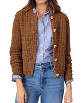 Suéter Cardigan de Tricô Feminino PRETTYGARDEN Café P Suéter Cardigan de Tricô Feminino PRETTYGARDEN Café P
