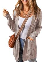 Suéter Cardigan Feminino SHEWIN - Kit de Tricô Chunky Cable Damasco