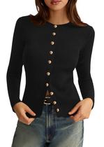Suéter Cardigan PRETTYGARDEN Feminino Malha Canelada Outono 2025