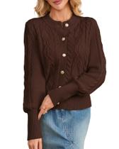 Suéter cardigan YEXPINE Colette Coffee para mulheres Suéter cardigan YEXPINE Colette Coffee para mulheres