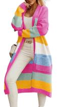 Suéter, casaco, chouyatou, feminino, listrado, de malha XS Rainbow