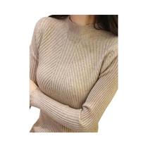 Suéter Casual De Manga Longa Com Gola Alta E Renda Para Mulheres, Outono/Inverno, Listrado E