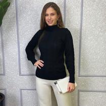 Suéter Casual Feminino Tricô Trançado Elegante Inverno Macio