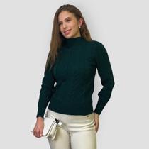 Suéter Casual Feminino Tricô Trançado Elegante Inverno Macio
