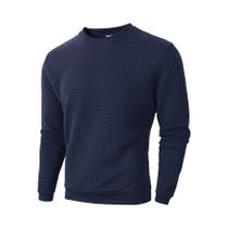 Suéter Casual Masculino De Manga Longa Com Gola Redonda, Ajuste Slim, Cor Sólida E Estampa Jacquard