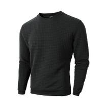 Suéter Casual Masculino De Manga Longa Com Gola Redonda, Ajuste Slim, Cor Sólida E Estampa Jacquard