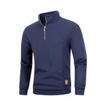 Suéter Casual Masculino Slim Fit Leve Com Zíper De Um Quarto E Gola Alta Para Uso Ao Ar Livre