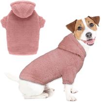 Suéter com capuz para cães Fuzzy Sherpa Fleece Warm para cães de médio porte