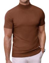 Suéter COOFANDY Vintage de gola alta e manga curta para homens