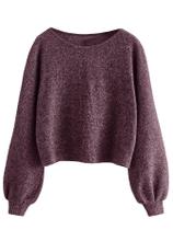 Suéter Crop Top SweatyRocks feminino em malha canelada Redwood