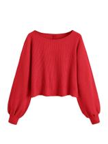 Suéter Crop Top SweatyRocks feminino vermelho canelado tamanho M Suéter Crop Top SweatyRocks feminino vermelho canelado tamanho M