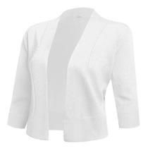 Suéter Cropped Feminino AAMILIFE com Manga 3/4 Branco G Suéter Cropped Feminino AAMILIFE com Manga 3/4 Branco G