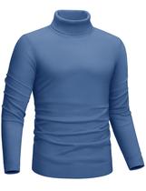 Suéter CRYSULLY de gola alta de manga comprida para homens azul XL