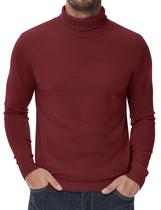 Suéter CRYSULLY de gola alta de manga comprida para homens vinho tinto L