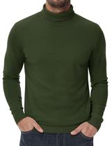 Suéter CRYSULLY de gola alta para homens de manga comprida verde militar XL