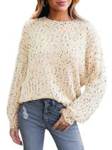 Suéter CUPSHE Rainbow Pom casual de manga comprida para mulheres Suéter CUPSHE Rainbow Pom casual de manga comprida para mulheres