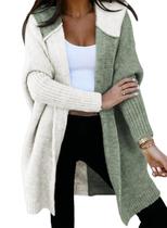 Suéter de cardigã Astylish feminino verde inverno Knit XXL