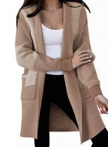 Suéter de cardigã Astylish Plus Size de manga comprida para mulheres Suéter de cardigã Astylish Plus Size de manga comprida para mulheres