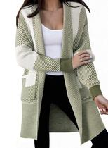 Suéter de cardigã Astylish Women, longo e grande, bloco de cores