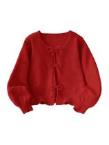 Suéter de cardigã BEAUDRM Girl's Heart Print vermelho 9Y