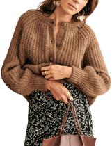 Suéter de cardigã Bianstore feminino casual de malha marrom tamanho XS Suéter de cardigã Bianstore feminino casual de malha marrom tamanho XS