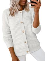 Suéter de cardigã Dokotoo para mulheres de manga comprida branco M