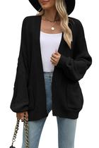 Suéter de cardigã feminino Cakulo 2024 Chunky Knit preto tamanho L