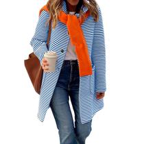 Suéter de cardigã feminino chouyatou, colorido, listrado, azul Suéter de cardigã feminino chouyatou, colorido, listrado, azul