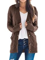 Suéter de cardigã feminino PRETTYGARDEN Coffee Cable Knit XL Suéter de cardigã feminino PRETTYGARDEN Coffee Cable Knit XL