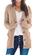 Suéter de cardigã feminino PRETTYGARDEN tricotado bronzeado tamanho L