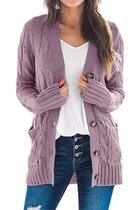 Suéter de cardigã feminino PRETTYGARDEN tricotado roxo XL