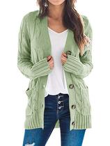 Suéter de cardigã feminino PRETTYGARDEN tricotado verde claro