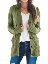Suéter de cardigã feminino PRETTYGARDEN tricotado verde militar