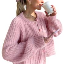 Suéter de cardigã feminino Yimoon Y2K Chunky Knit 2024, outono Suéter de cardigã feminino Yimoon Y2K Chunky Knit 2024, outono