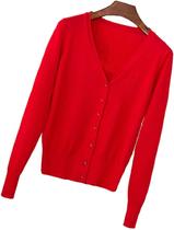 Suéter de cardigã GLSEZID com decote em V com botões e manga comprida