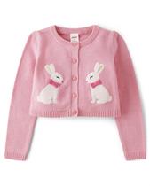 Suéter de cardigã Gymboree Pink Ribbon Bunny para criança de 12 anos Suéter de cardigã Gymboree Pink Ribbon Bunny para criança de 12 anos