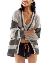 Suéter de cardigã IQSQSQ feminino com decote em V e bolsos com botões Suéter de cardigã IQSQSQ feminino com decote em V e bolsos com botões