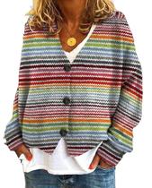 Suéter de cardigã LOAIHA Vintage Floral Crop com decote em V feminino