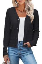 Suéter de cardigã LOMON, leve e recortado, preto para mulheres