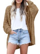 Suéter de cardigã Mafulus Crochet Kimono Boho para mulheres